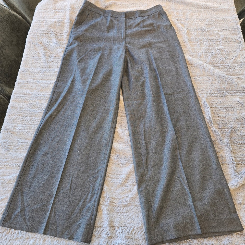 Les Copains Loro Piana Wool Silk Wide‎ Leg Trousers Grey Dress Pants IT 46 US 10